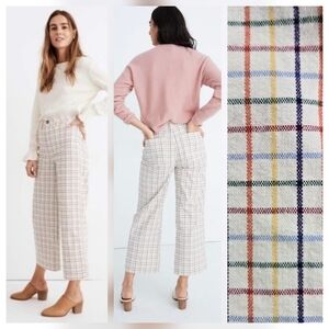 Madewell Emmett Wide Leg Crop Rainbow Windowpane Pants